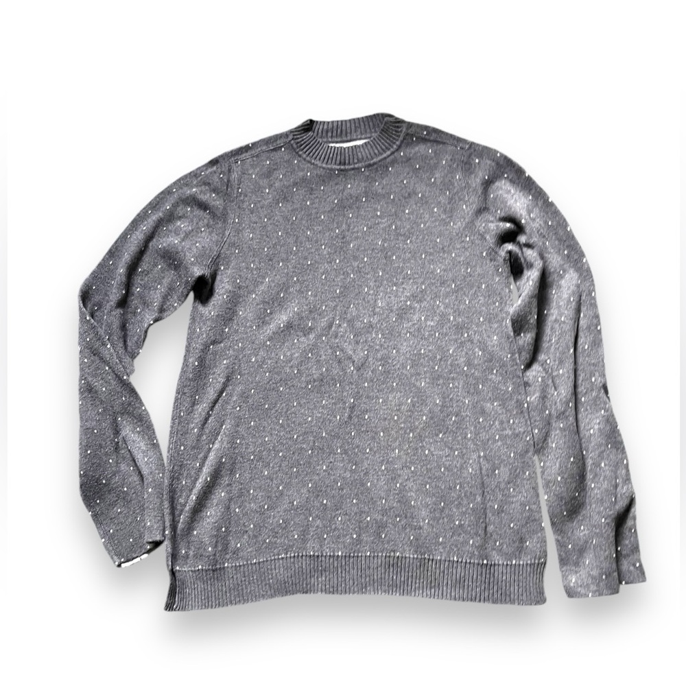 Michael Stars Gray Confetti Dot Crewneck Sweater Soft Knit Size M